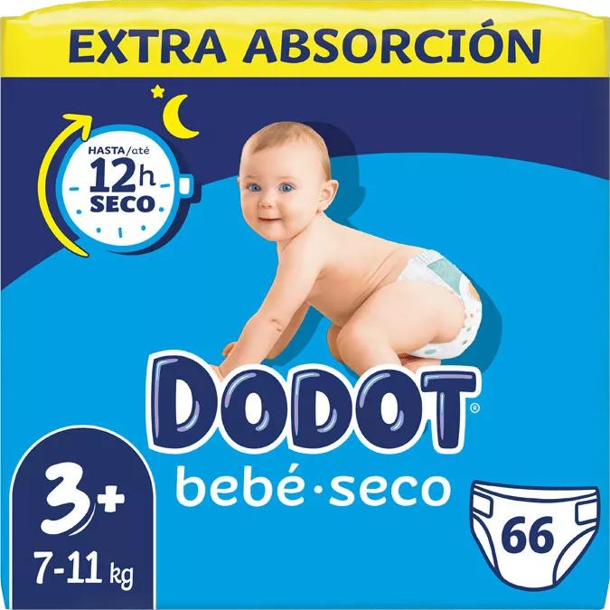 Dodot Bebé Seco Fralda Pack Extra Absorvente T3+ 66 Uds