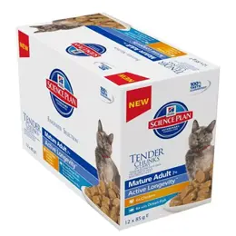 Hill's Science Plan Feline Mature Adult 7+ Aliment Humide Mixte Poulet Saumon 12 x 85g