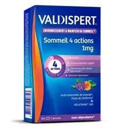 Valdispert Sommeil 4 Actions 1mg Mélatonine 30 capsules
