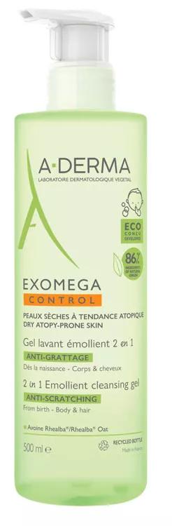 A-Derma Exomega cleansing emollient body and hair Gel 500ml