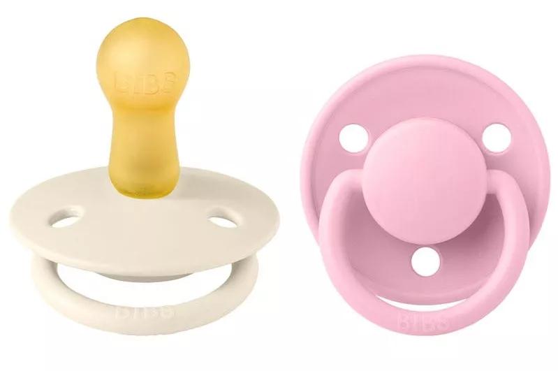 Bibs Sucettes De Lux Ivoire/Rose Bébé 0-6m 2 unités