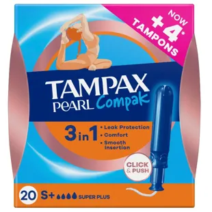Tampax Pearl Compak Super Plus Tampons with Applicator 20 ct