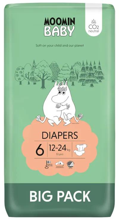 Moomin Baby Diapers Size 6 (12-24Kg) 51 units