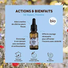 Biofloral Fleur De Bach 02 Aspen Tremble Compte Gouttes Bio Demeter 20 ml