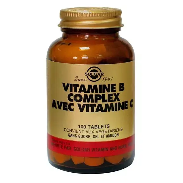 Solgar Vitamine B Complexe avec Vitamine C - 100 comprimés