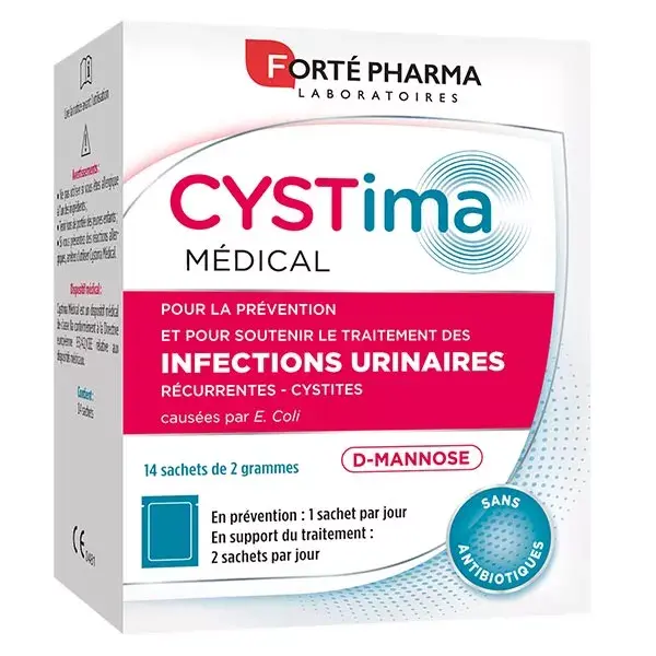Forté Pharma Cystima Médical Infections Urinaires Cystites D-Mannose 14 sachets