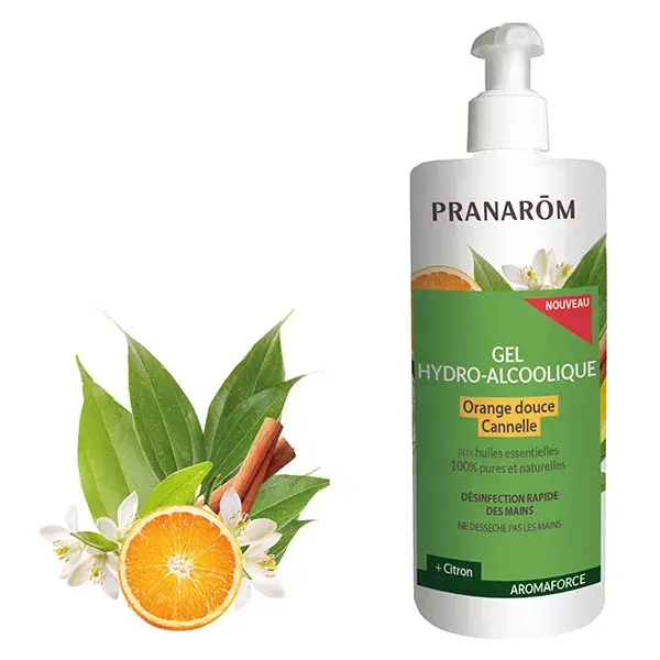 Pranarom Aromaforce Gel-Hydro Alcoolique Orange Douce Cannelle 500ml