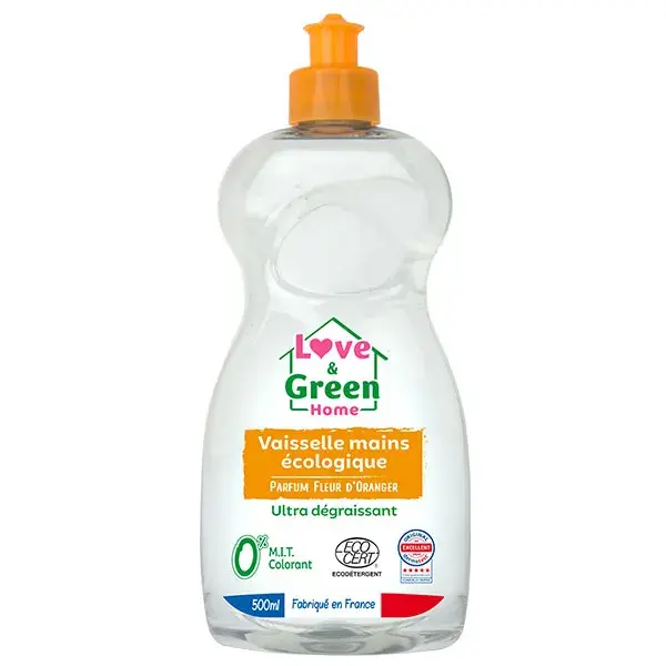 Love & Green Homme Liquide Vaisselle Mains Ultra-Dégraissant Fleur d'Oranger 500ml