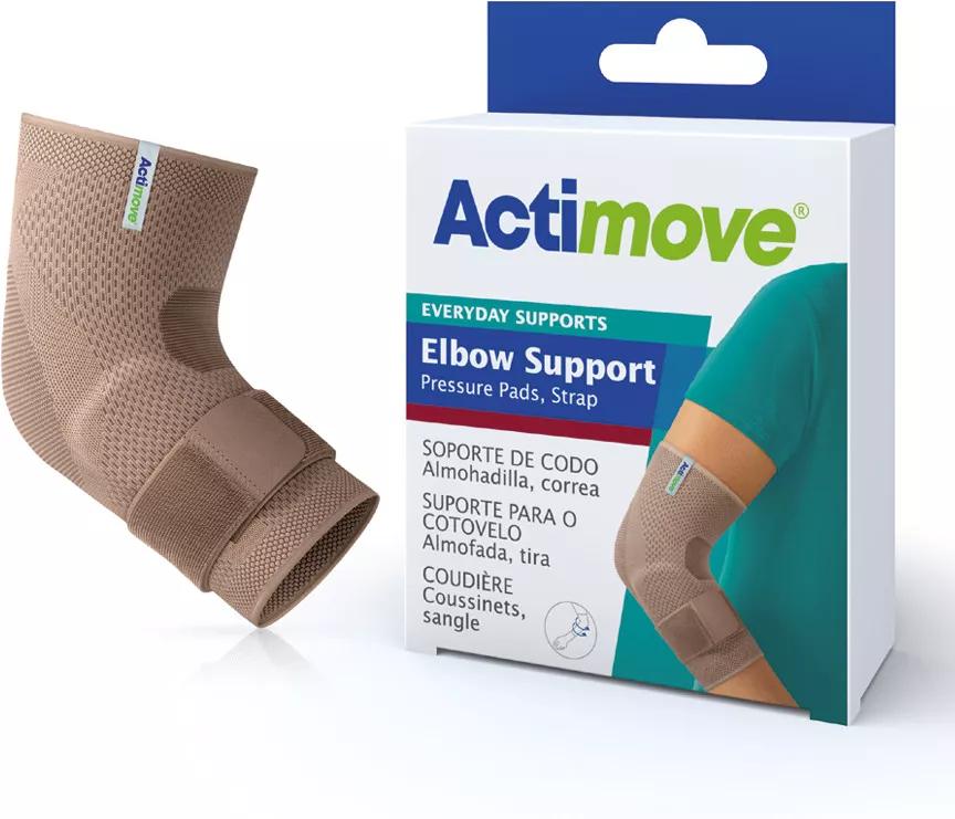 Actimove Elastische Ellenbogenbandage mit Polster und Band, Beige, Größe M