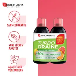 Forté Pharma TurboDraine Agrumes Draineur Minceur Elimination Lot de 2 x 500ml