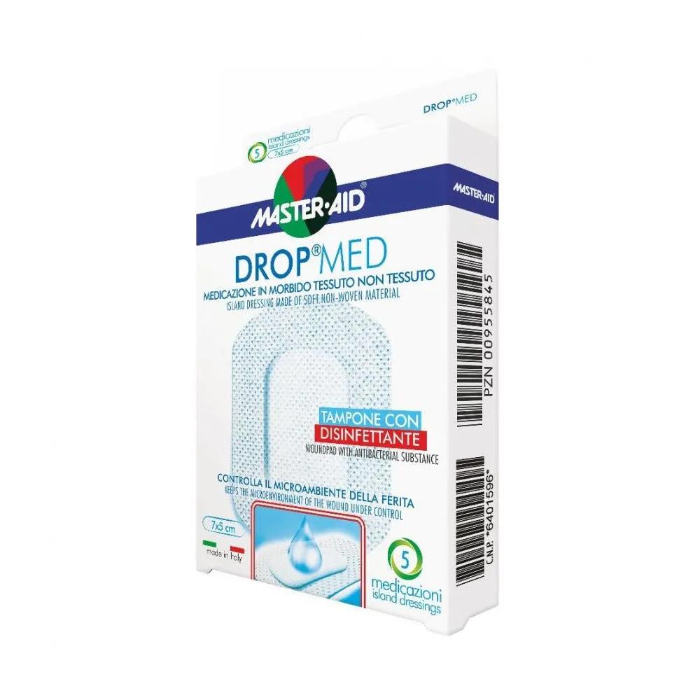 Master-Aid Drop Med Medicazione Traspirante in Tessuto Non Tessuto con Clorexidina 7 x 5 cm 5 Pezzi