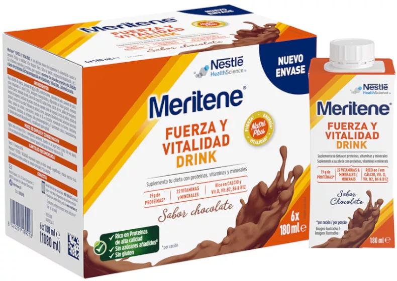 Meritene Boisson Force et Vitalité Goût Chocolat 6x180 ml