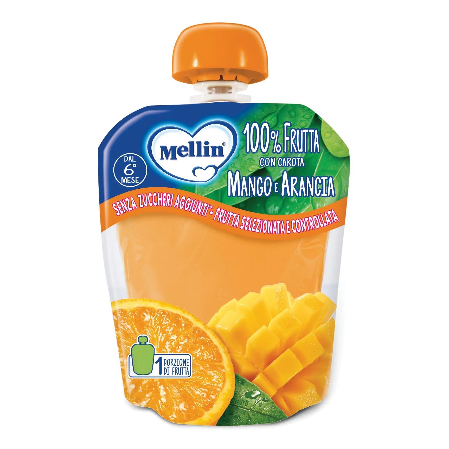 Mellin Pouch Merenda 100% Arancia e Mango 90G