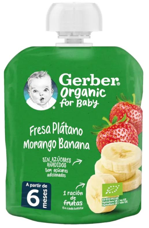 Pochette Gerber Bio Fraise et Banane +6m 90 gr