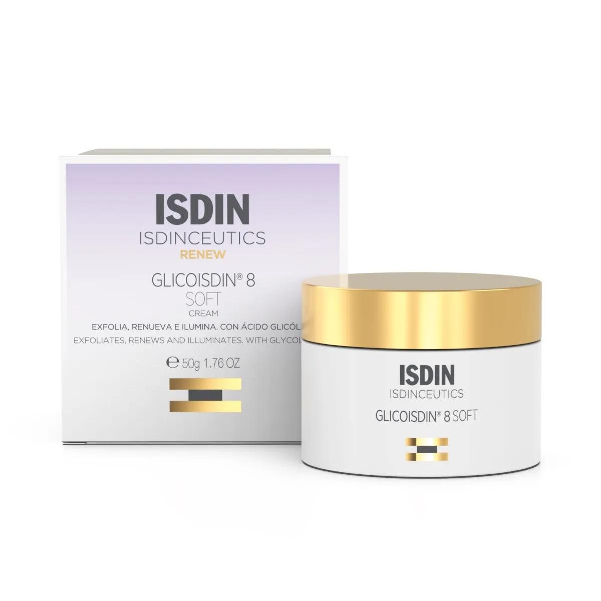 Isdin Isdinceutics Glicoisdin 8 Soft Crema Viso con Effetto Peeling Anti Rughe 50 ml