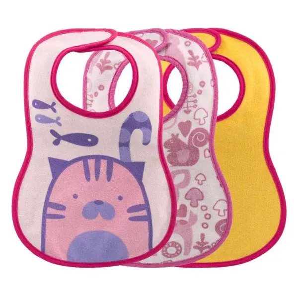 Chicco Mealtime Decorated Bib +6m Pink 3 units