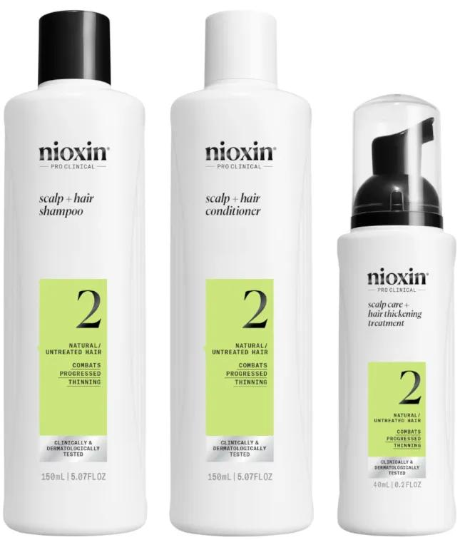 Nioxin 2 Shampooing fragilisant avancé pour cheveux naturels 150 ml + Après-shampooing 150 ml + Traitement 40 ml