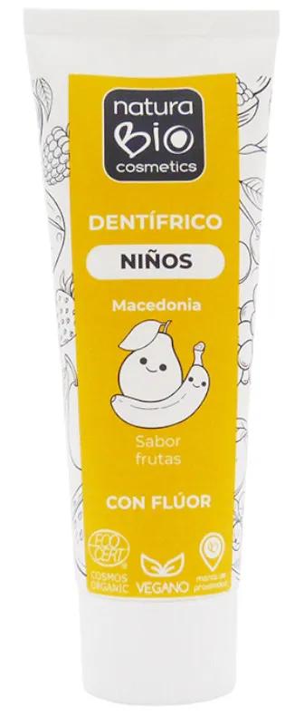 Naturabio Cosmetics Dentifrice pour Enfants au Fluor Macédoine +3 Ans 75 ml