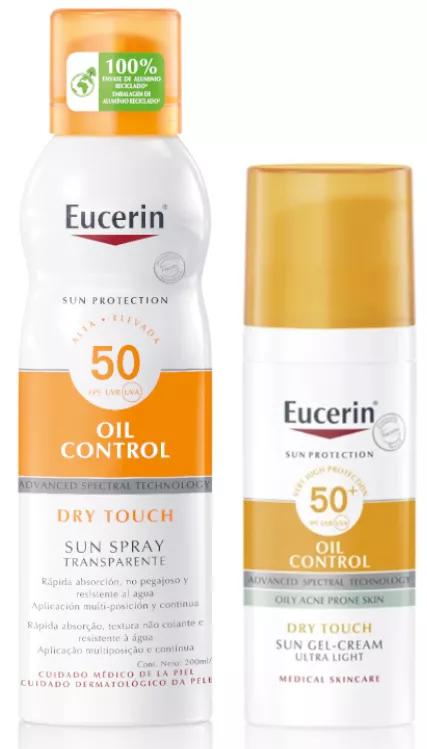 Eucerin Sun Transparent Solar Spray SPF50+ 200 ml + Oil Control Dry Touch Gel-Creme SPF50+ 50 ml