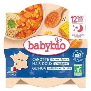 Babybio Bonne Nuit Assiette Fonduta di Carote Maïs Quinoa dai 12 mesi 230g