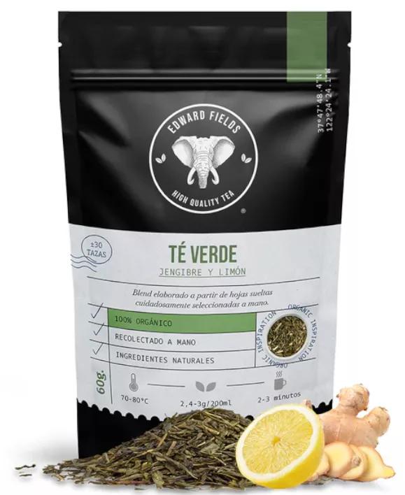Edward Fields Tea Thé Vert Bio en Vrac au Gingembre et Citron 60 gr
