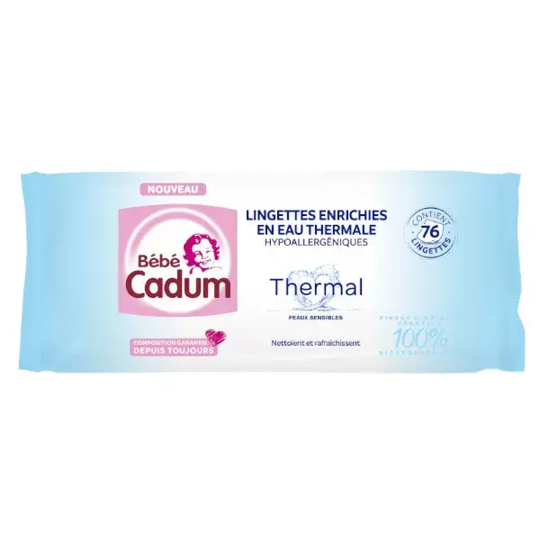 Cadum Baby Thermal Wipes with Thermal Water 76 units