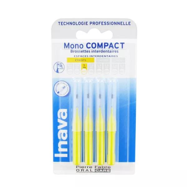 Inava Spazzolini Interdentali 1mm Mono Compact Spazi Stretti Giallo 4 unità