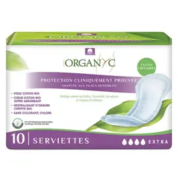 Organyc Fuites Urinaires Serviette Flux Extra Coton Bio 10 unités