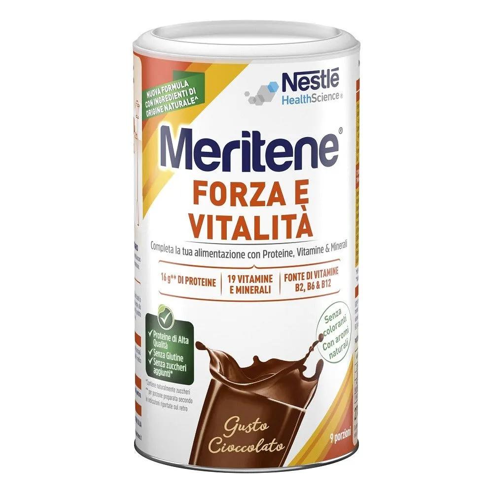 Meritene Forza e Vitalità Polvere Cioccolato Integratore Proteine Vitamine e Minerali 270 g