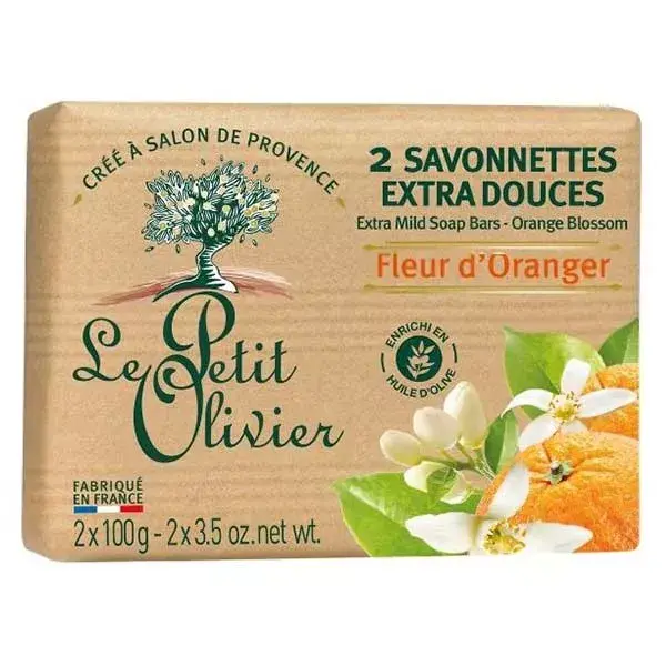 Le Petit Olivier - 2 Savonnettes Extra Douces - Fleur d'Oranger 2 x 100g