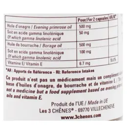 Les 3 Chênes Les Incontournables Onagre Bourrache Vitamine E 150 capsules