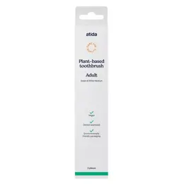 Atida Hygiène Bucco-Dentaire Brosse à Dents Adulte Medium Vert Blanc 2 unités