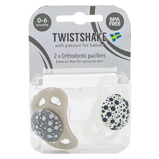 Twistshake Succhietto Ortodontico Grigio Bianco +0m Lotto di 2