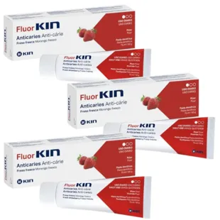 Kin Fluorkin Pasta Anticárie Morango 3x75 ml