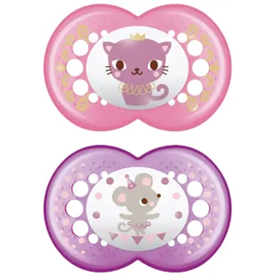 Mam Schnuller Original Silikon +16m 2 Einheiten Rosa und Weiße Tiere