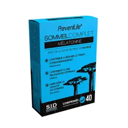 SID Nutrition Prevent Life Sommeil Complet Mélatonine 40 comprimés