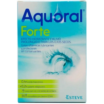 Esteve Aquoral Forte Eye Drops Hyaluronic Acid 0,4 30 Single-Dose, PharmacyClub