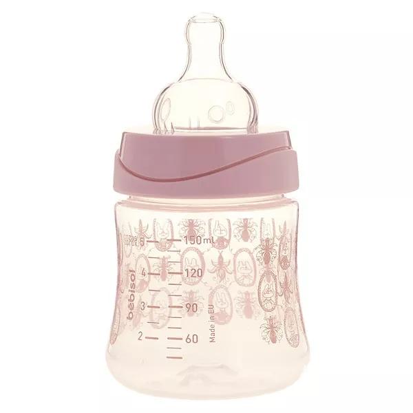 Bebisol bottiglia collo in Silicone Anti-Colique fuori conigli di 0-36 mesi rosa 150ml