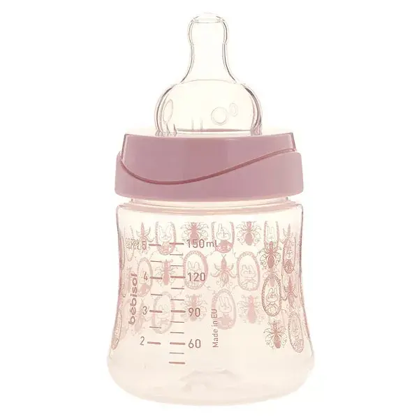 Bebisol bottiglia collo in Silicone Anti-Colique fuori conigli di 0-36 mesi rosa 150ml