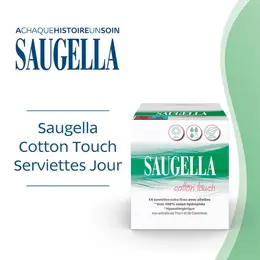 Saugella Cotton Touch Serviettes Hygiéniques Jour avec Ailettes - 2 Packs de 14