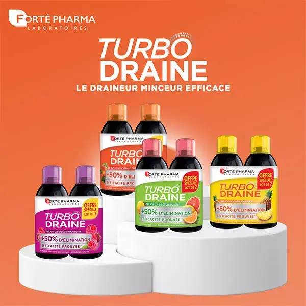 Forte Pharma TurboDraine Slimming Drink Peach Tea Pack of 2 x 500ml PROMO