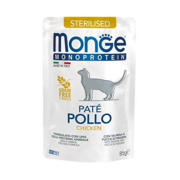 Monge Monoprotein Sterilised Patè Pollo Cibo Umido Per Gatti Adulti Sterilizzati 85G