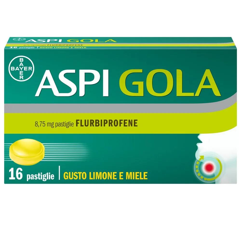 Aspi Gola Caramelle Antinfiammatorio per Gola Infiammata e Mal di gola, 16 Pastiglie Limone/Miele