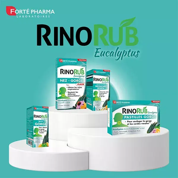Forté Pharma RinoRub Sirop Gorge Toux Bronches Eucalyptus Miel Flacon 120ml