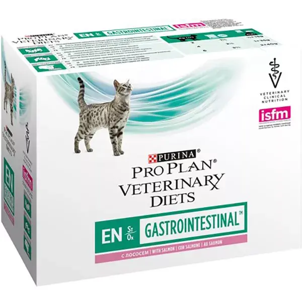 Purina Proplan Veterinary Diets Cat Gastro Intestinal ST/OX Salmon Sachet 10 x 85g