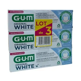 Batch di gomma originale bianco ref 1745 di dentifricio 3 x 75ml bianco