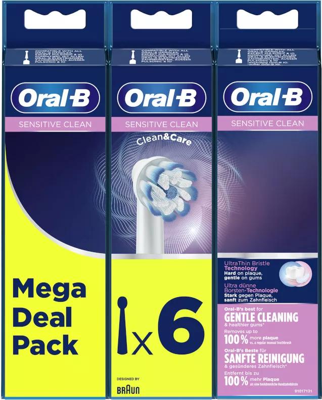 Oral-B Sensitive Clean Nachfüllpackung für elektrische Zahnbürsten, 6 Stück