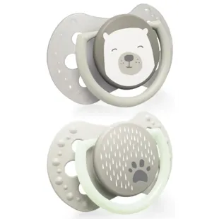 Lovi Mini Dynamic Pacifiers Buddy Bear Gray 0-2m 2 units