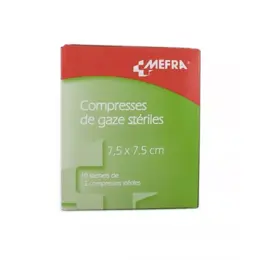 Méfra Compresses Gaze Stérile 10 x 2 compresses 7,5cm x 7,5cm