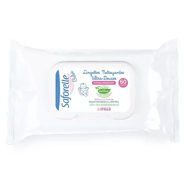 Saforelle Paediatric Wipes cleaning Ultra-soft 60 wipes